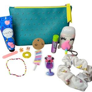 Kid/Teen Gift Bundle w/ Teal Studded Ipsy Pouch and 12 Accessories